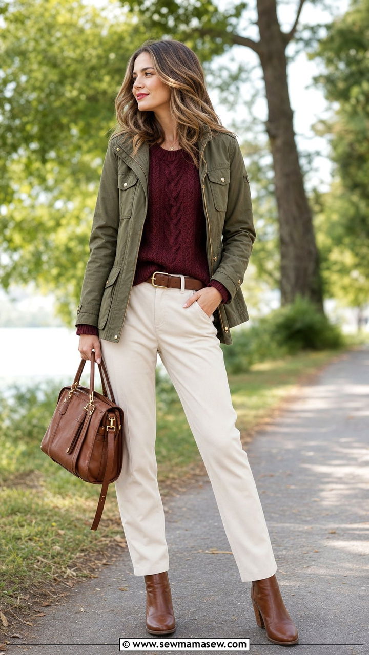 Burgundy and Olive Green Outfit - 35 Burgundy outfit ideas