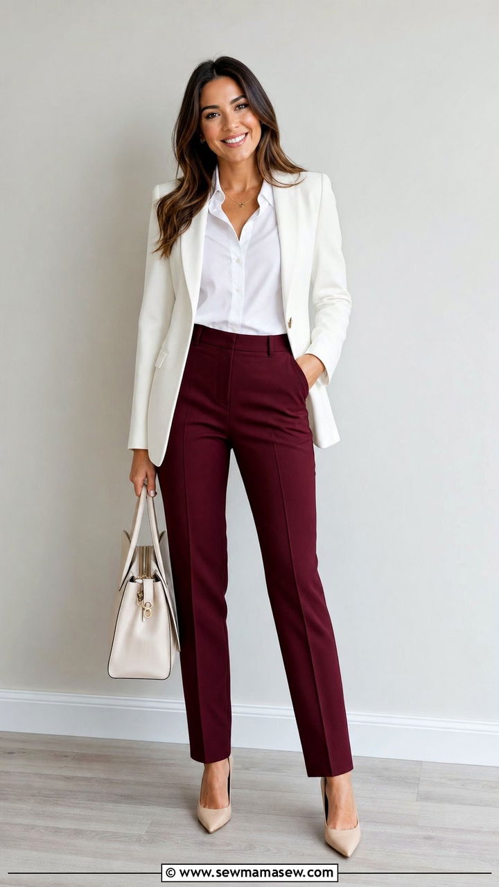 Burgundy and White Outfit - 35 Burgundy outfit ideas