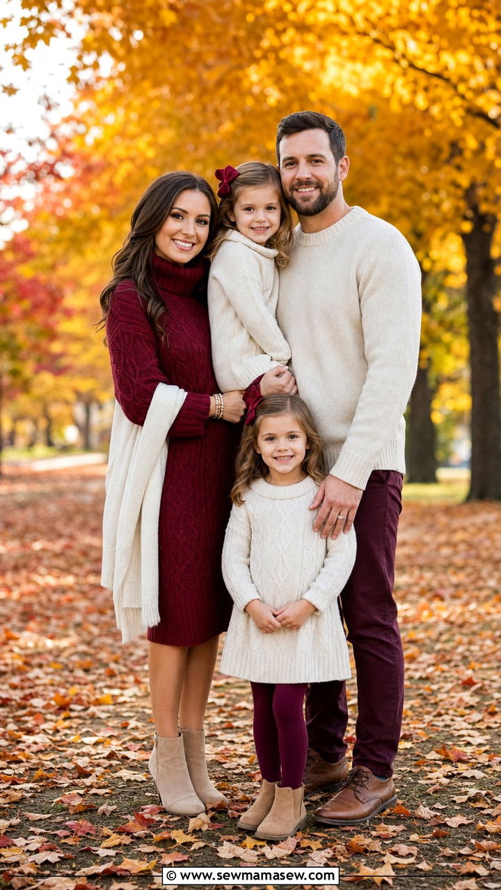 Burgundy and cream family reunion outfit - 25 Family reunion outfit ideas matching