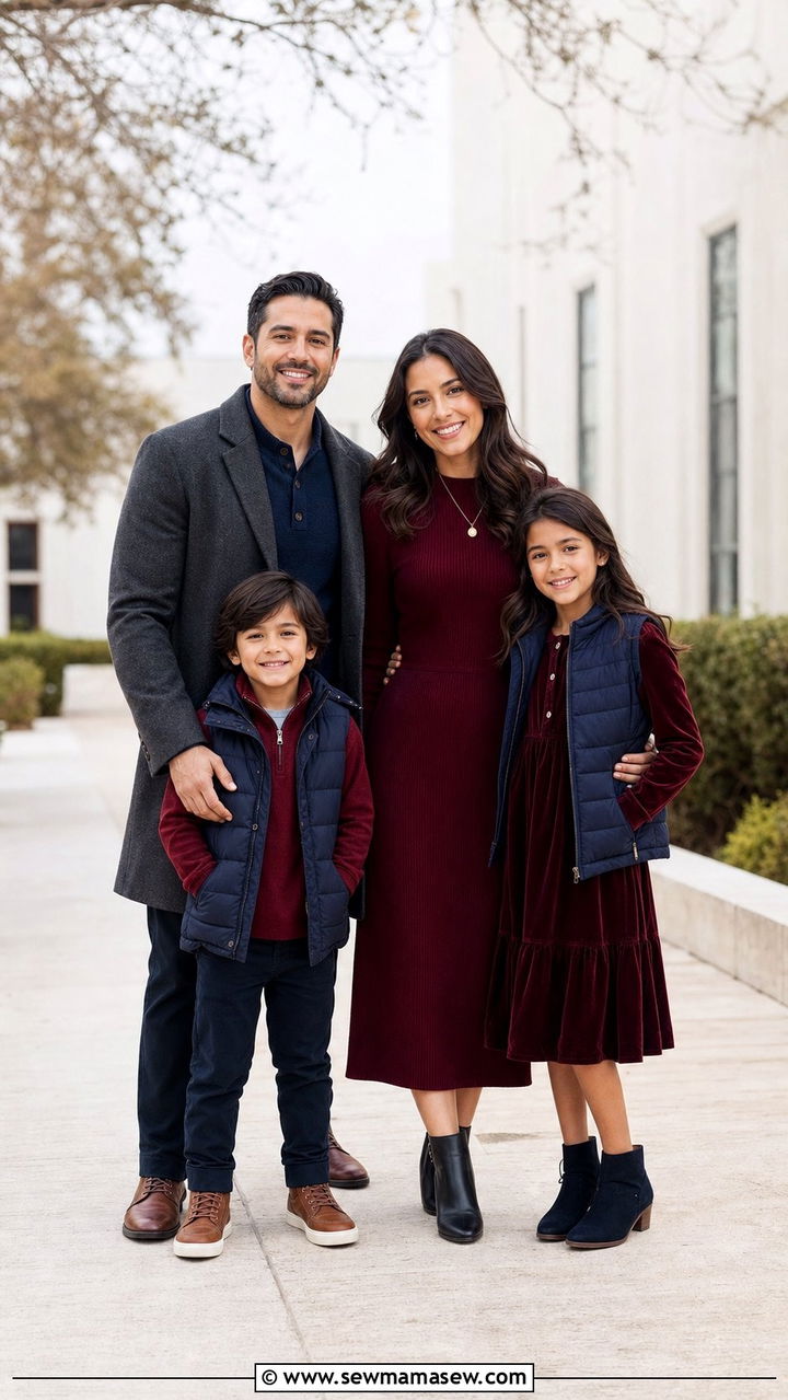 Burgundy layers family photo outfit - 25 family photo outfits 2026