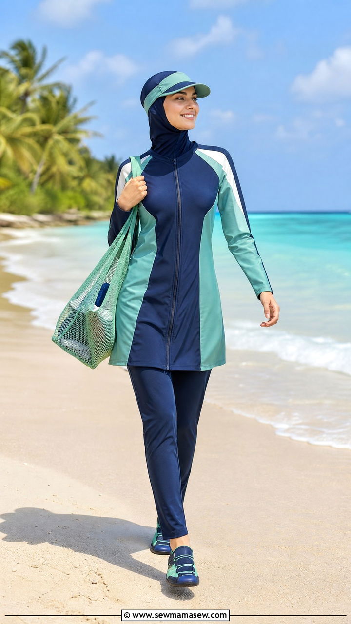 Burkini Set Beach Outfit - 30 modest beach vacation outfit ideas