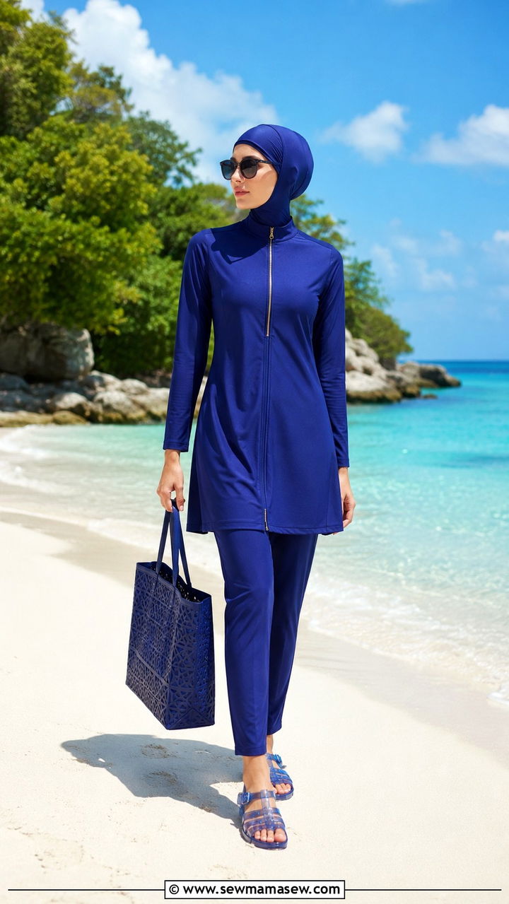 Burkini Set With Swim Cap - 25 Modest outfit ideas for beach