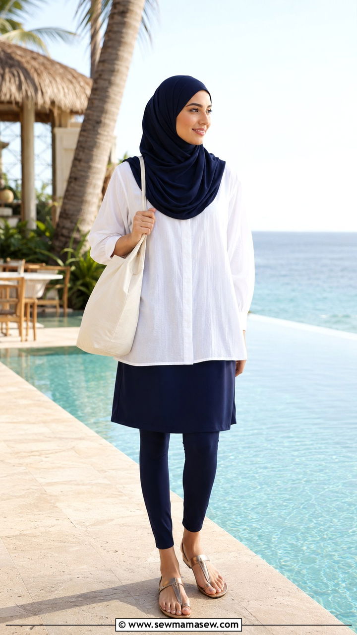 Burkini Skirt Set With Lightweight Tunic - 20 Burkini outfit ideas