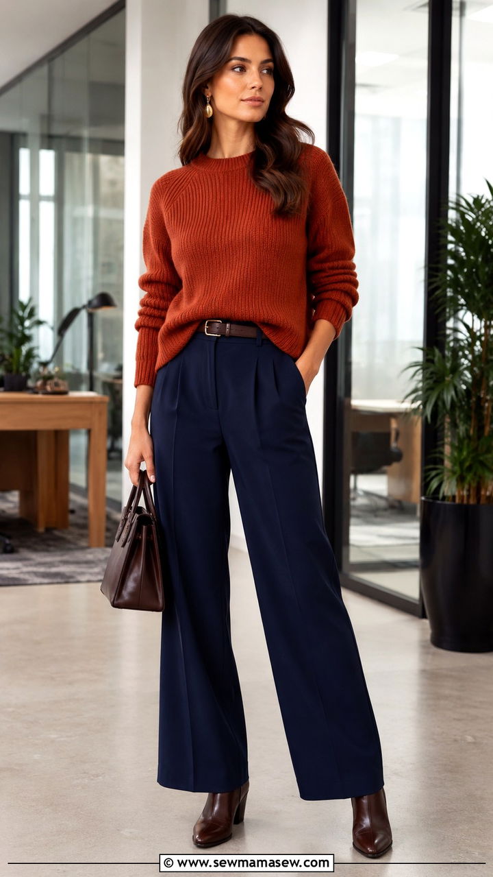 Burnt Orange Cardigan With Blue Jeans Outfit - 30 Warm tone outfit ideas