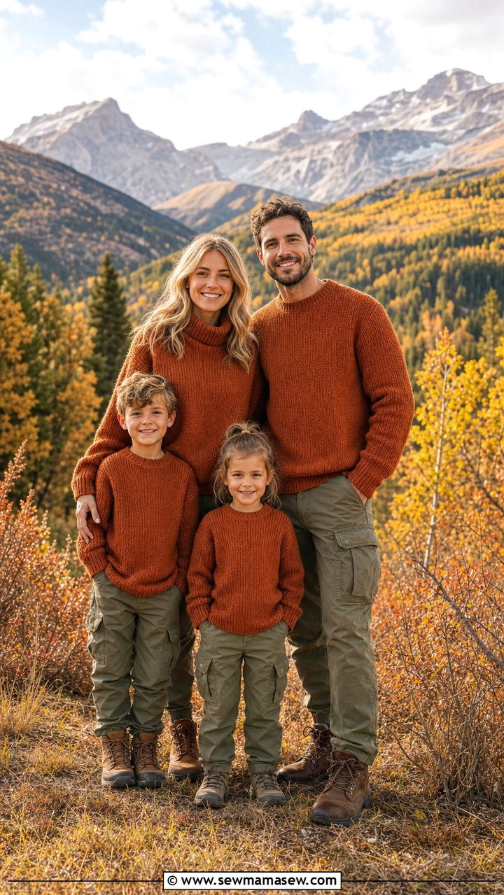 Burnt Orange Sweater And Olive Family Photo Outfit - 25 Family photo outfit ideas matching