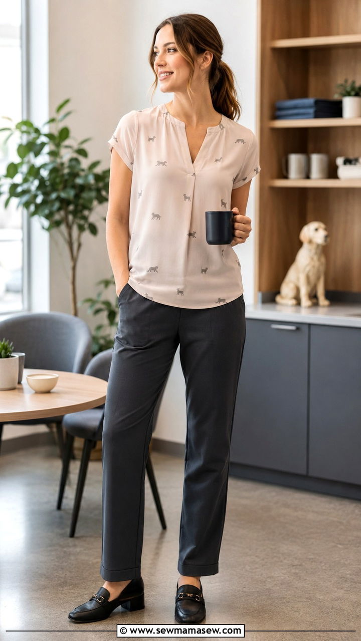 Business casual blouse and tailored trousers - 25 Vet tech outfit ideas