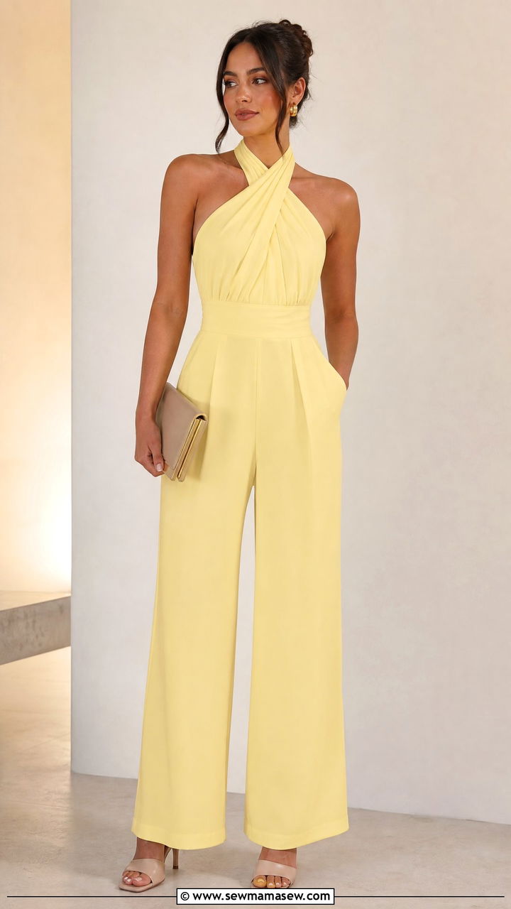 Butter Yellow Jumpsuit With Heeled Mules - 25 Butter yellow outfit ideas 2026