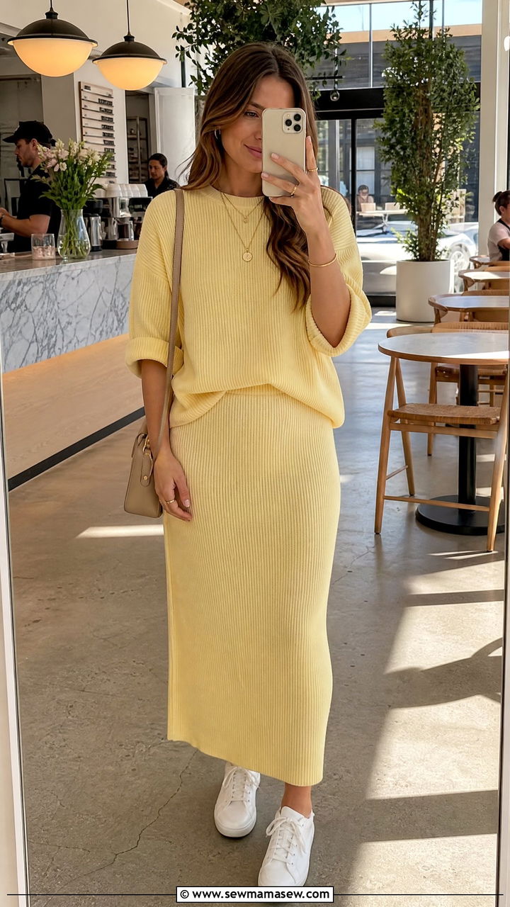 Butter Yellow Knit Set Birthday Brunch Outfit - 35 Birthday brunch outfits
