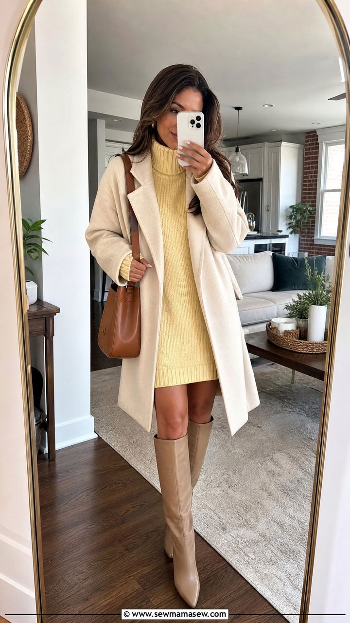 Butter Yellow Sweater Dress With Knee High Boots - 25 Butter yellow outfit ideas 2026