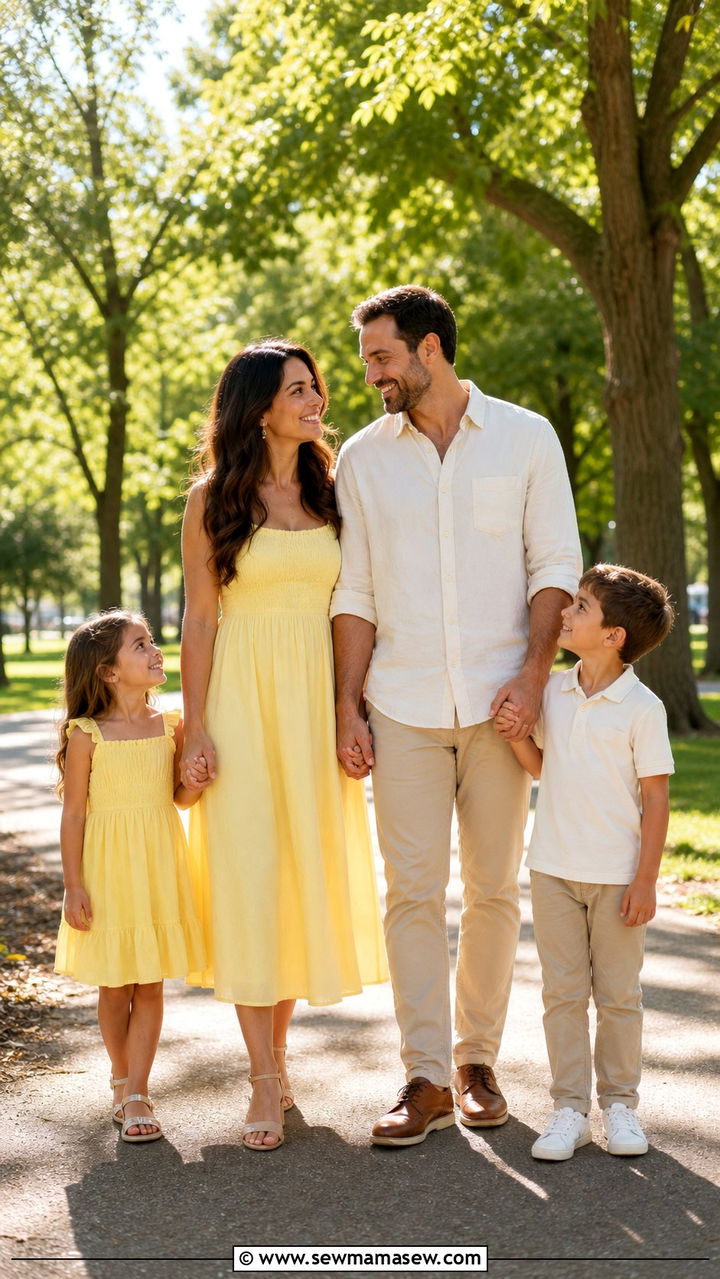 Butter Yellow and Soft Neutrals - 40 Spring family photo outfits