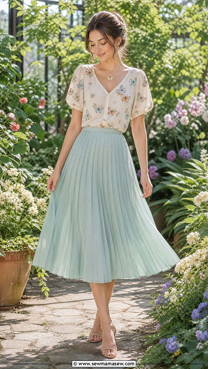 Butterfly Fairycore Embroidered Top and Midi Skirt - 30 fairycore outfits for women