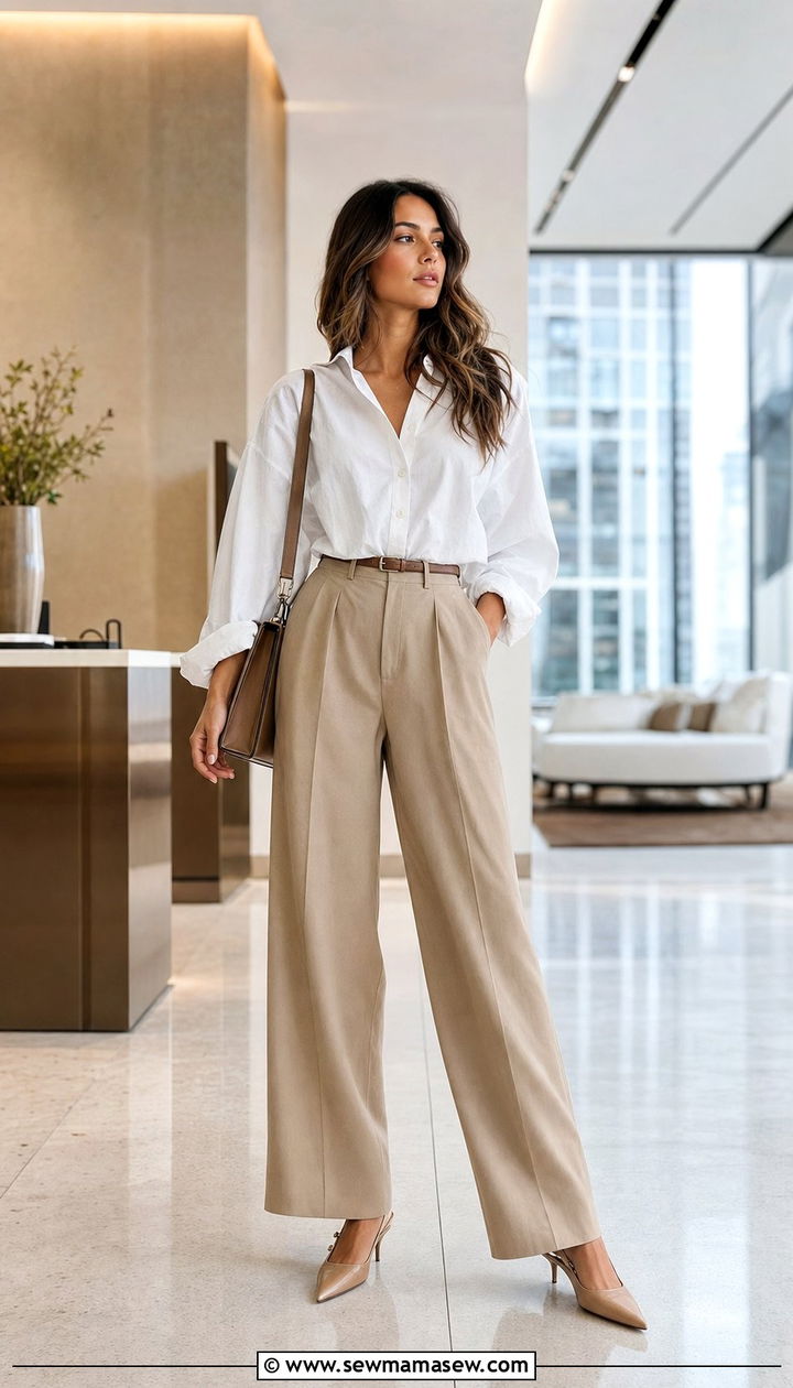 Button Down Shirt And Wide Leg Trousers Outfit - 25 Spring outfit formulas