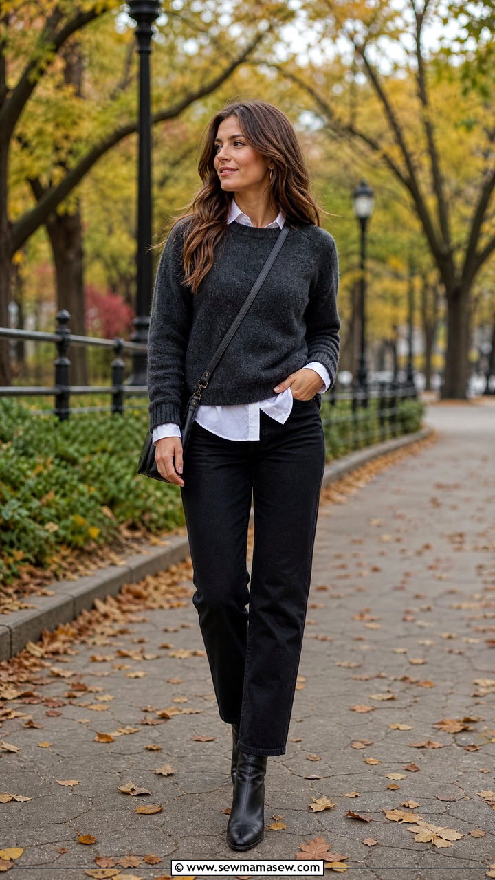 Button Down Shirt Layered Under a Sweater - 35 How to style a button down shirt