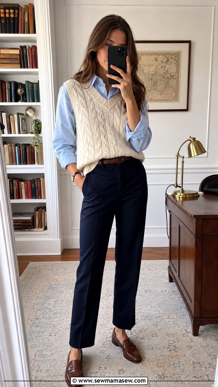 Button Down Shirt Under a Wool Vest Outfit - 25 Researcher outfit ideas