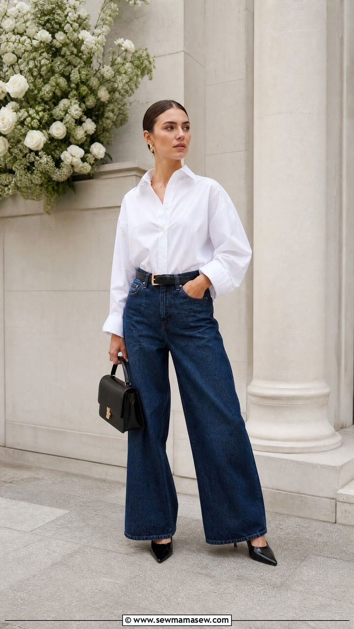 Button Down Shirt Wide Leg Jeans Wedding - 25 How to style wide leg jeans for a wedding