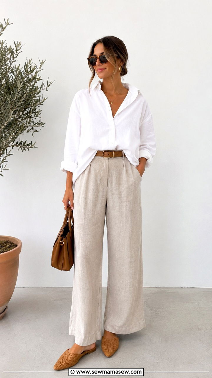 Button Down Shirt With Linen Trousers - 25 Birthday brunch outfit ideas 2026