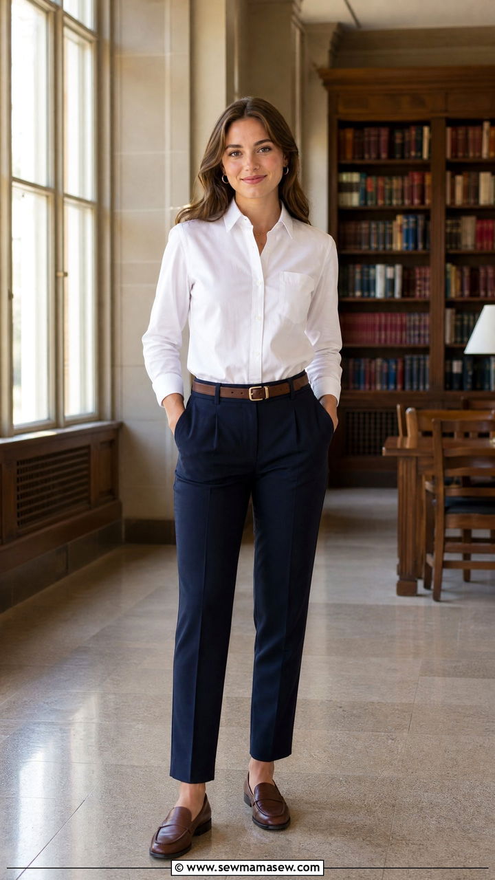 Button Down Shirt and High Waisted Trousers - 25 Graduation photo outfit ideas