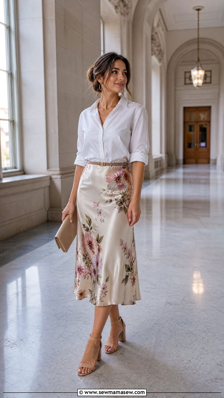 Button Down Shirt and Midi Skirt City Hall Wedding Guest - 25 City hall wedding guest outfits
