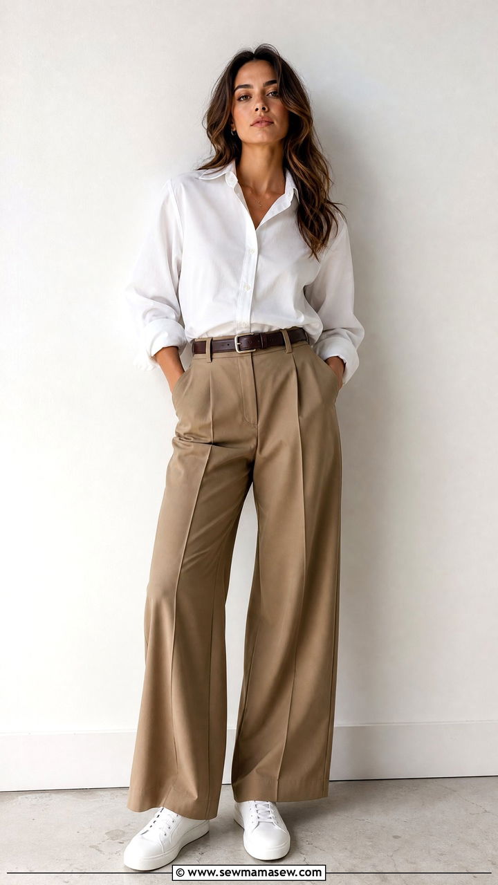 Button Down Shirt and Wide Leg Trousers - 25 casual aesthetic outfits
