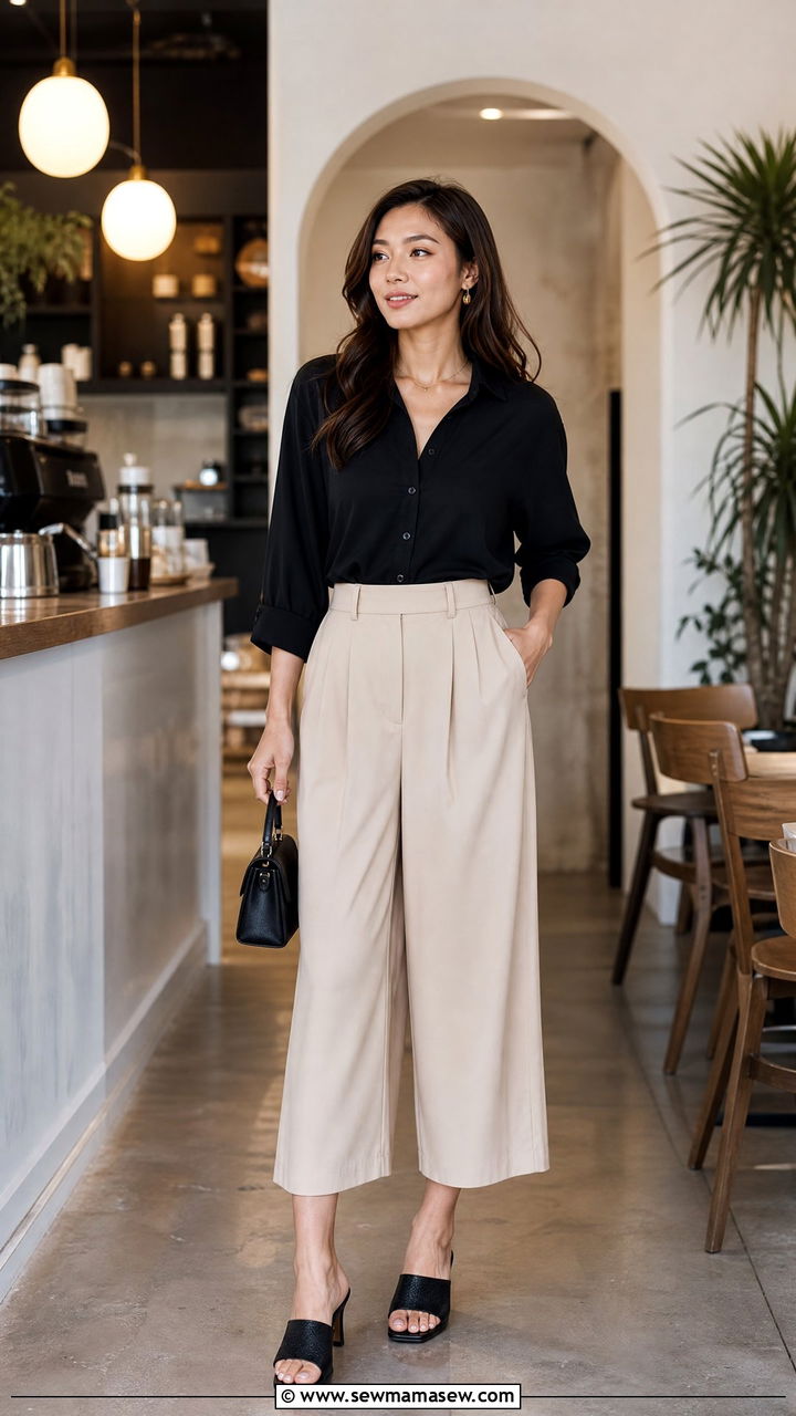 Button Down Shirt with Culottes - 35 How to style a button down shirt