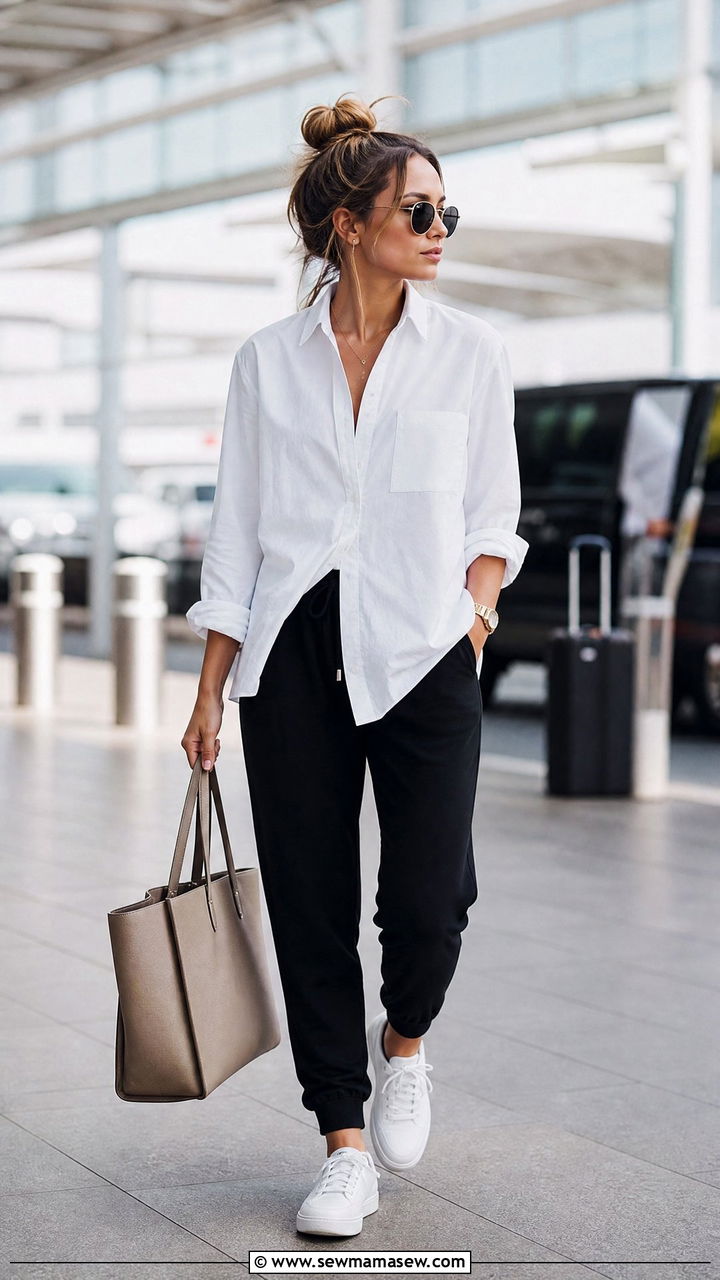 Button Down Shirt with Joggers - 35 How to style a button down shirt