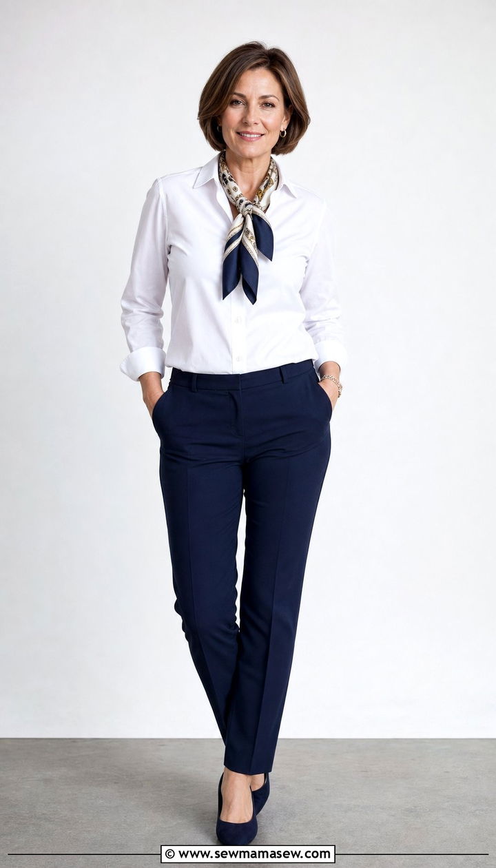 Button Down Shirt with Trousers - 35 Business casual outfits for women over 40