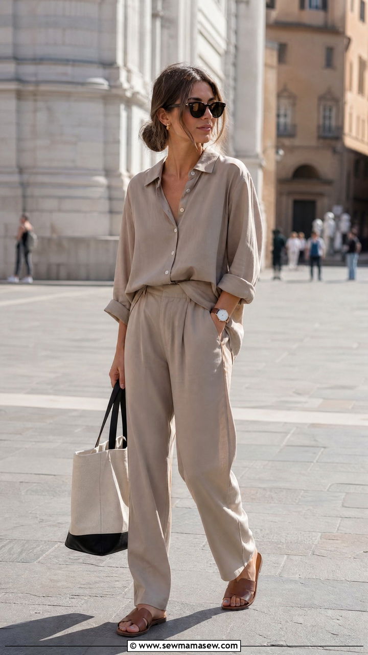 Button Down and Trouser Matching Set for Date - 30 Matching set outfit ideas for date casual