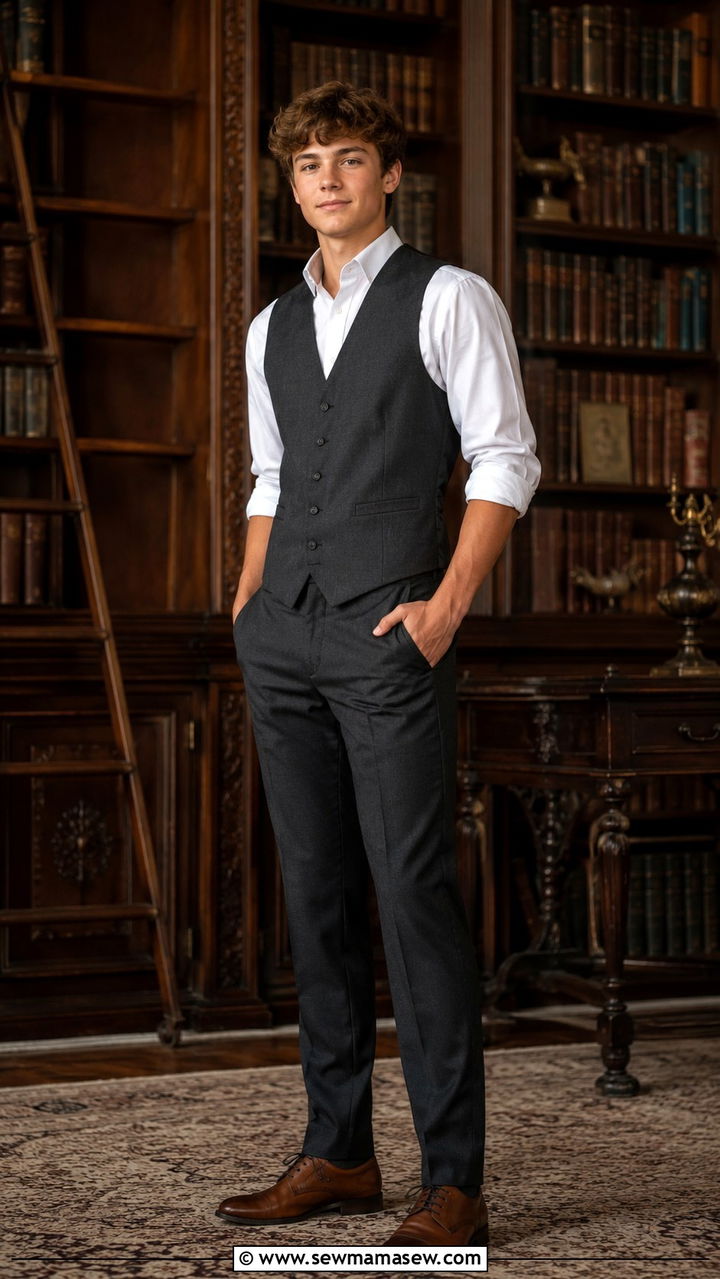 Button Down with Suit Vest and Dress Pants - 30 Senior photo outfit ideas for guys