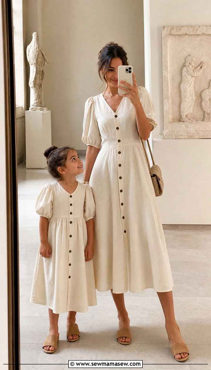 Button Front Midi Dress Twin Set - 25 Spring mother daughter outfits