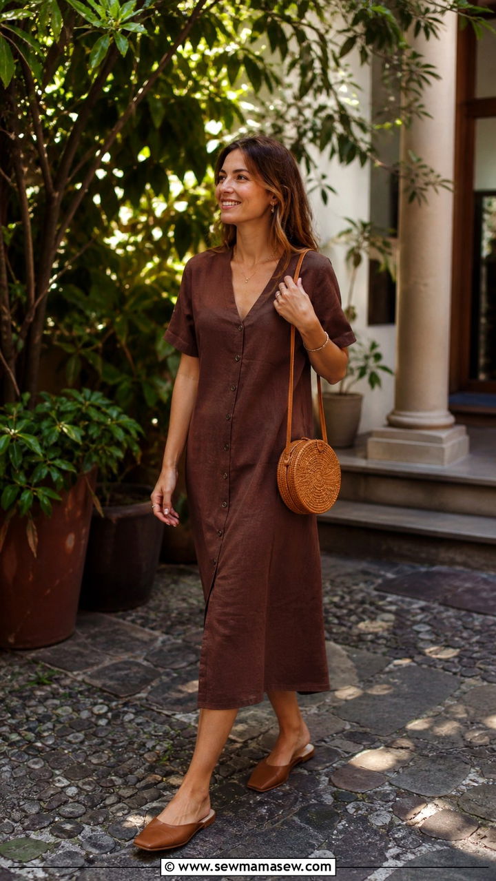 Button Front Midi Dress with Mules Milan - 40 What to wear in Milan