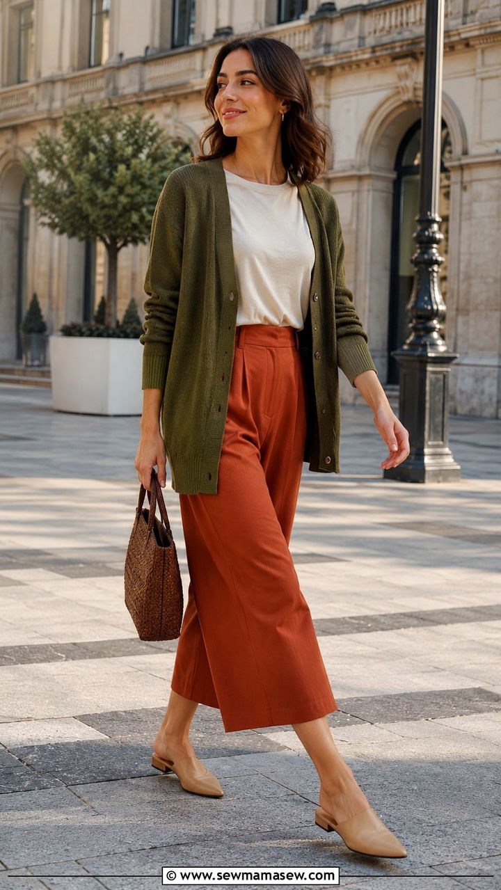 Button cardigan with culottes modest - 30 Modest outfit ideas with cardigan