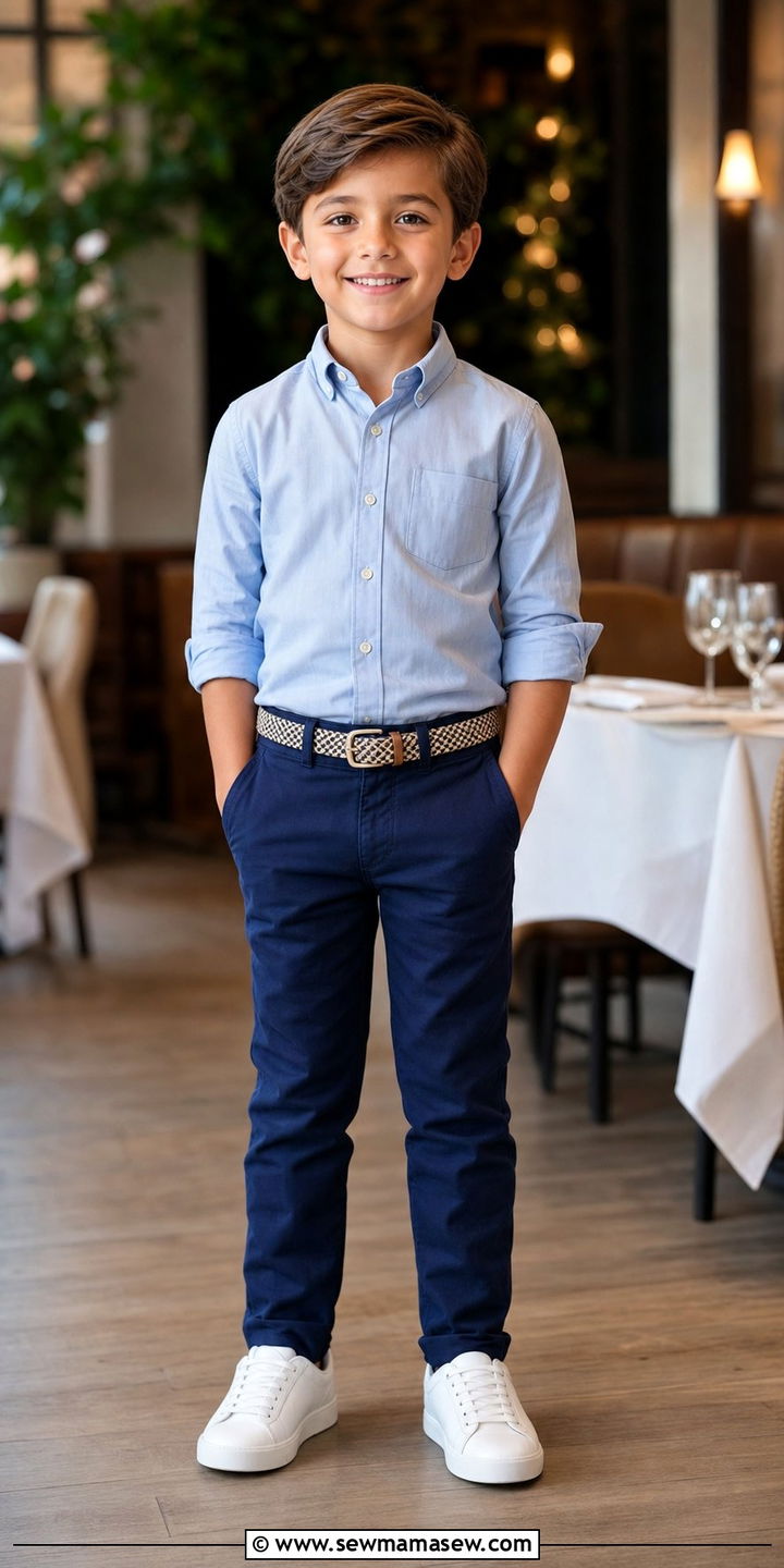 Button down shirt and chinos birthday outfit for a boy - 35 Birthday outfit ideas for kids