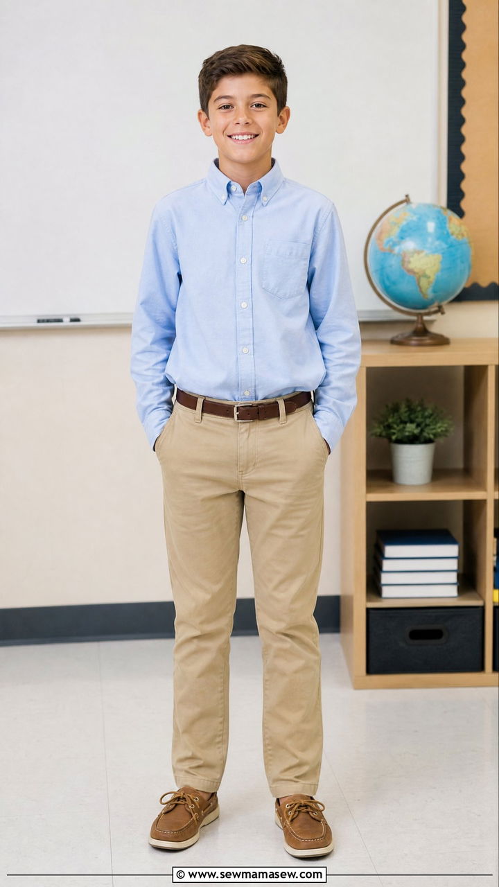 Button down shirt and khaki pants - 30 Middle school picture day outfit ideas
