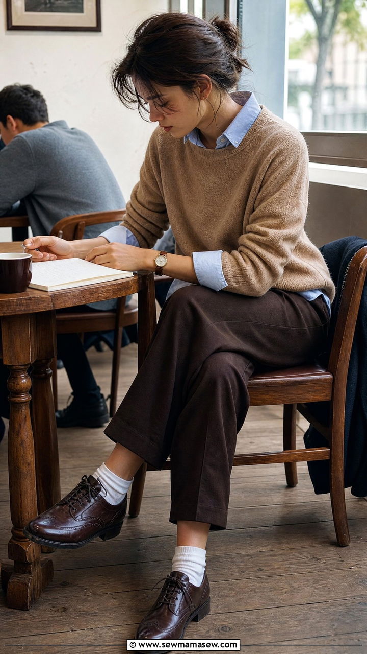 Button down shirt and knit sweater combo - 30 Dark academia school outfits