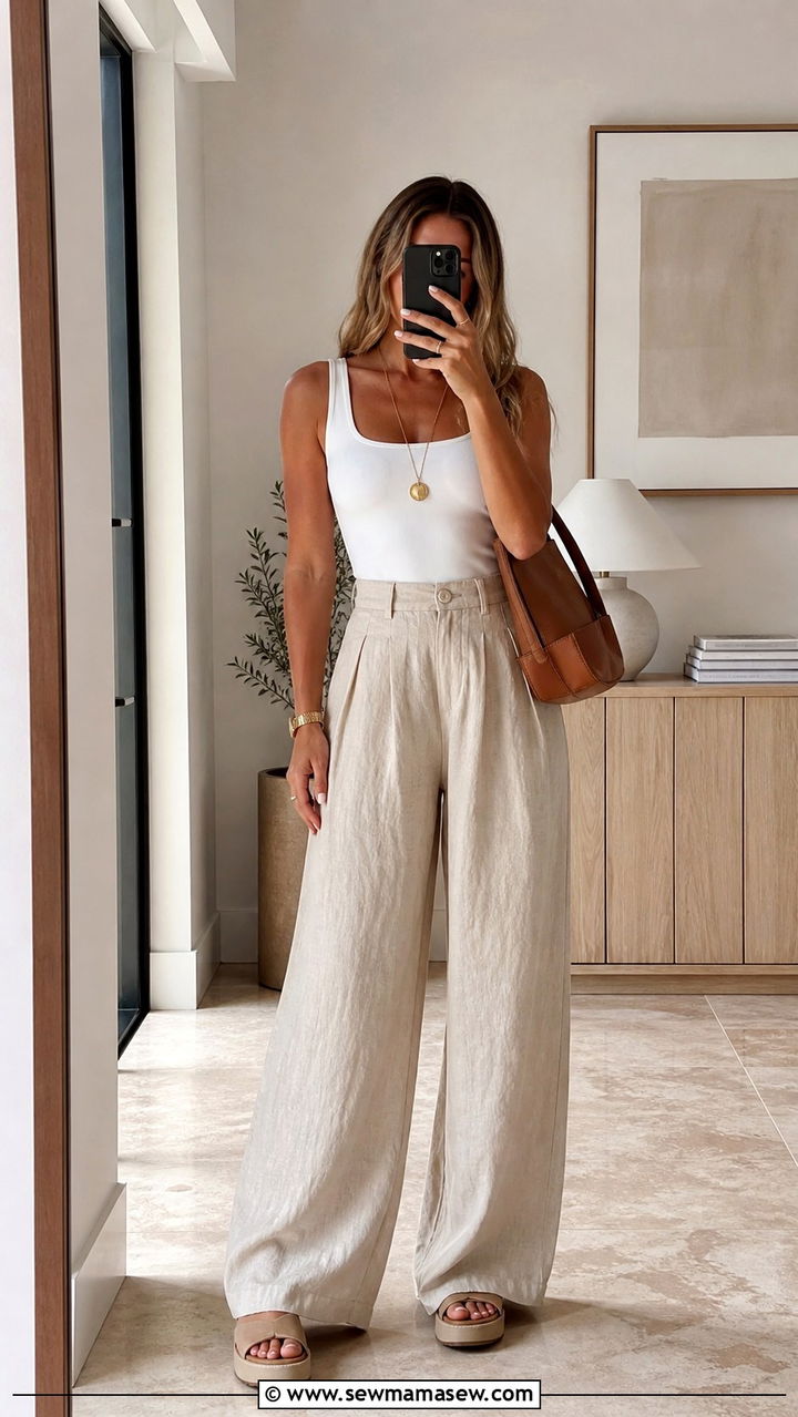 Button down shirt dress with a belt and flat sandals - 40 What to wear in summer