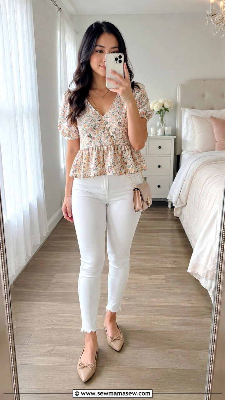 Button down shirt with high waisted skirt outfit - 20 Spring outfits for short legs