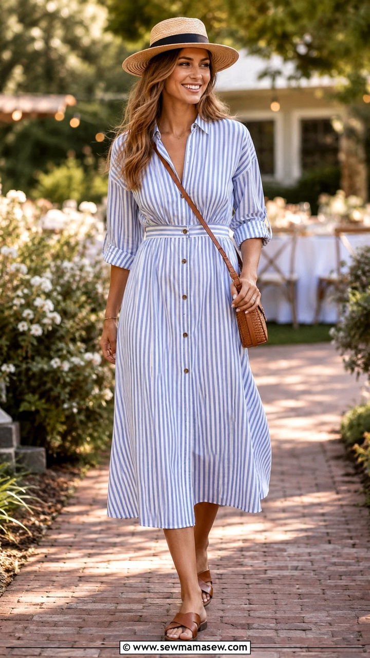 Button front midi dress wedding guest - 25 seasonal summer wedding guest outfit ideas