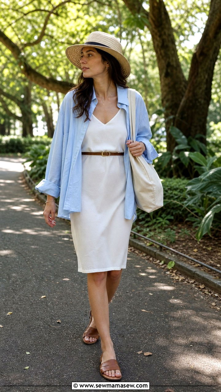 Button up shirt open over a dress outfit - 40 Spring style ideas