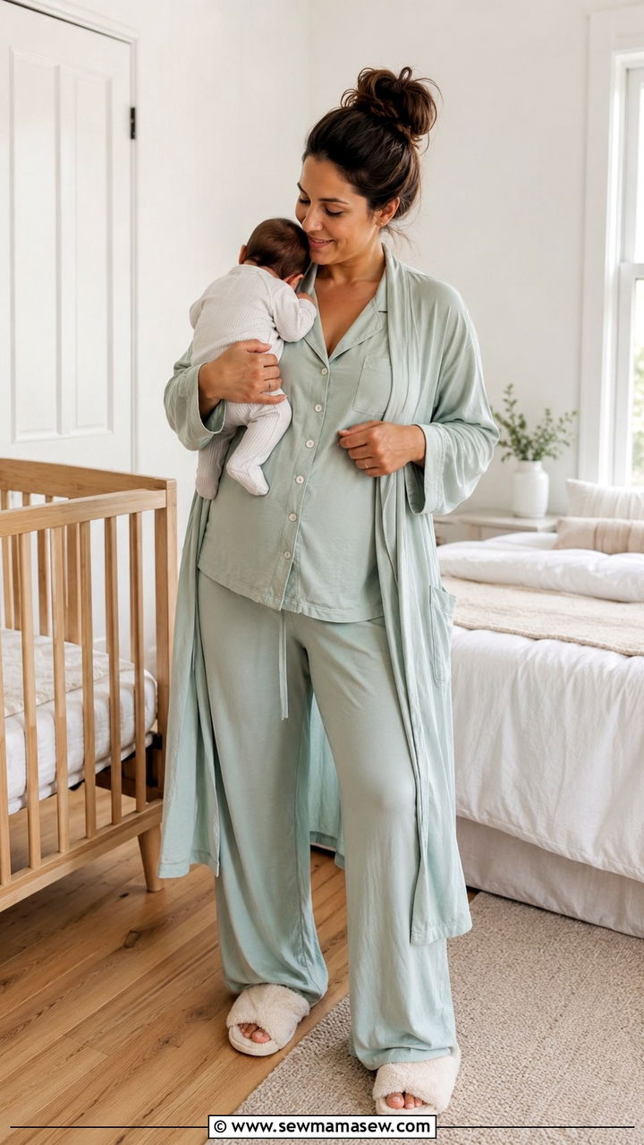 ButtonFront Pajama Set Worn as Daywear - 30 Postpartum summer outfits