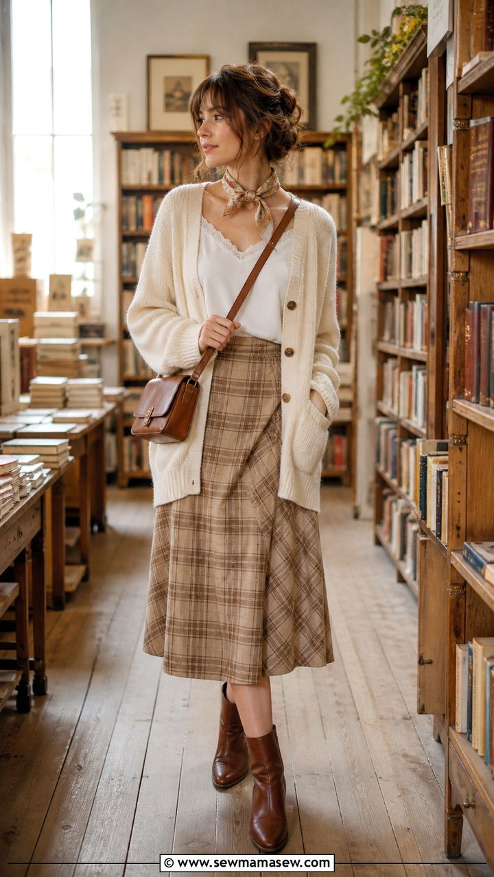 Cable Knit Sweater And Pleated Mini Skirt - 40 light academia outfits ideas