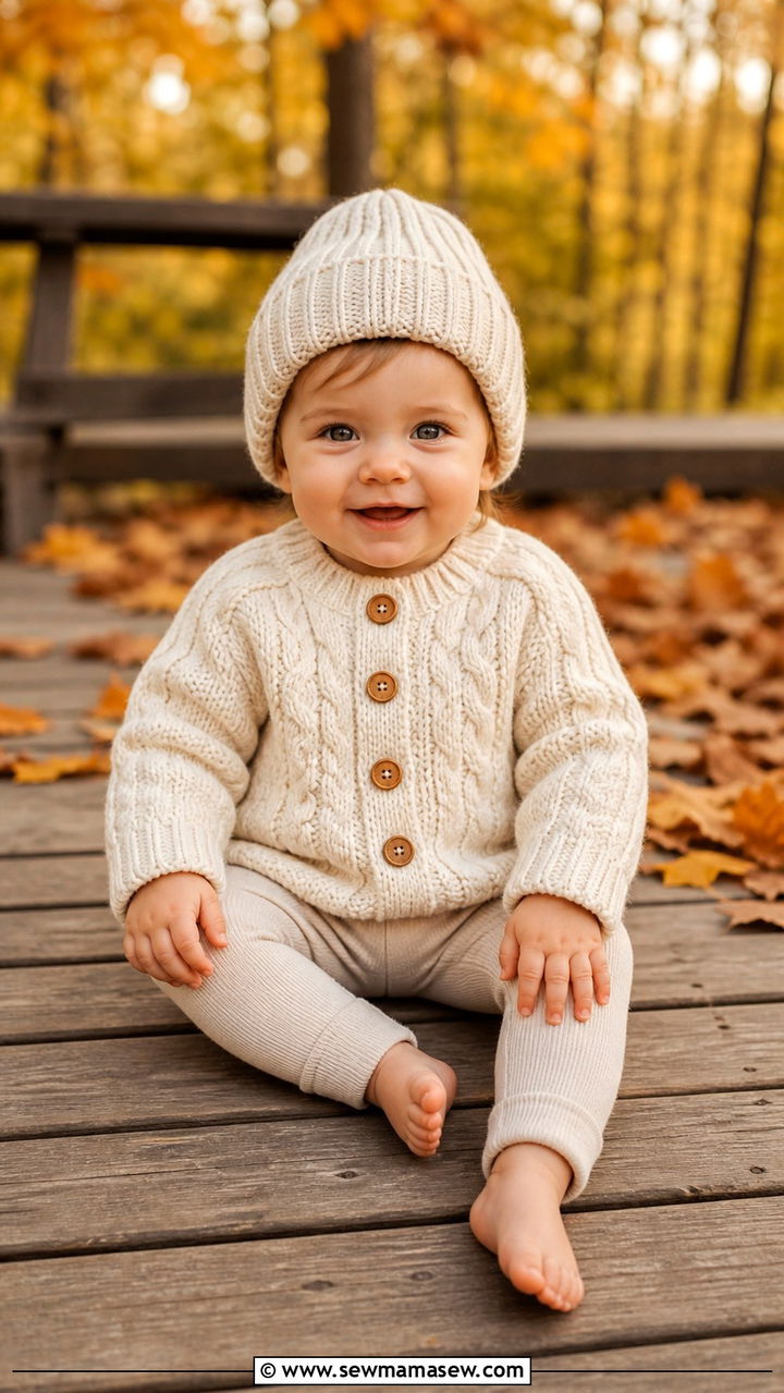 Cable Knit Sweater Baby Photo Outfit - 20 1 year photo outfit ideas