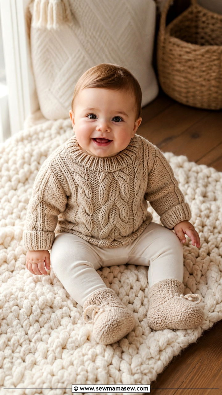 Cable Knit Sweater with Soft Leggings - 20 6 month photo outfit ideas
