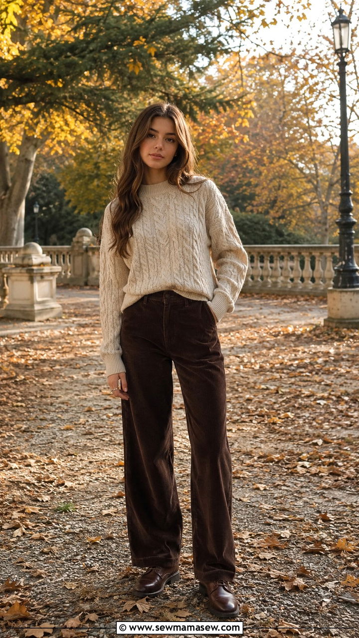 Cable Knit and Corduroy Old Money Outfit - 20 Old money outfit ideas for teens
