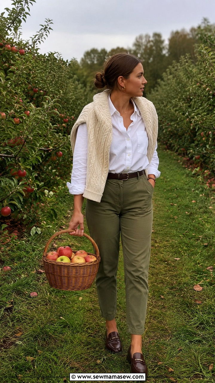 Cable knit sweater draped over shoulders with loafers - 25 Old money outfit ideas with loafers