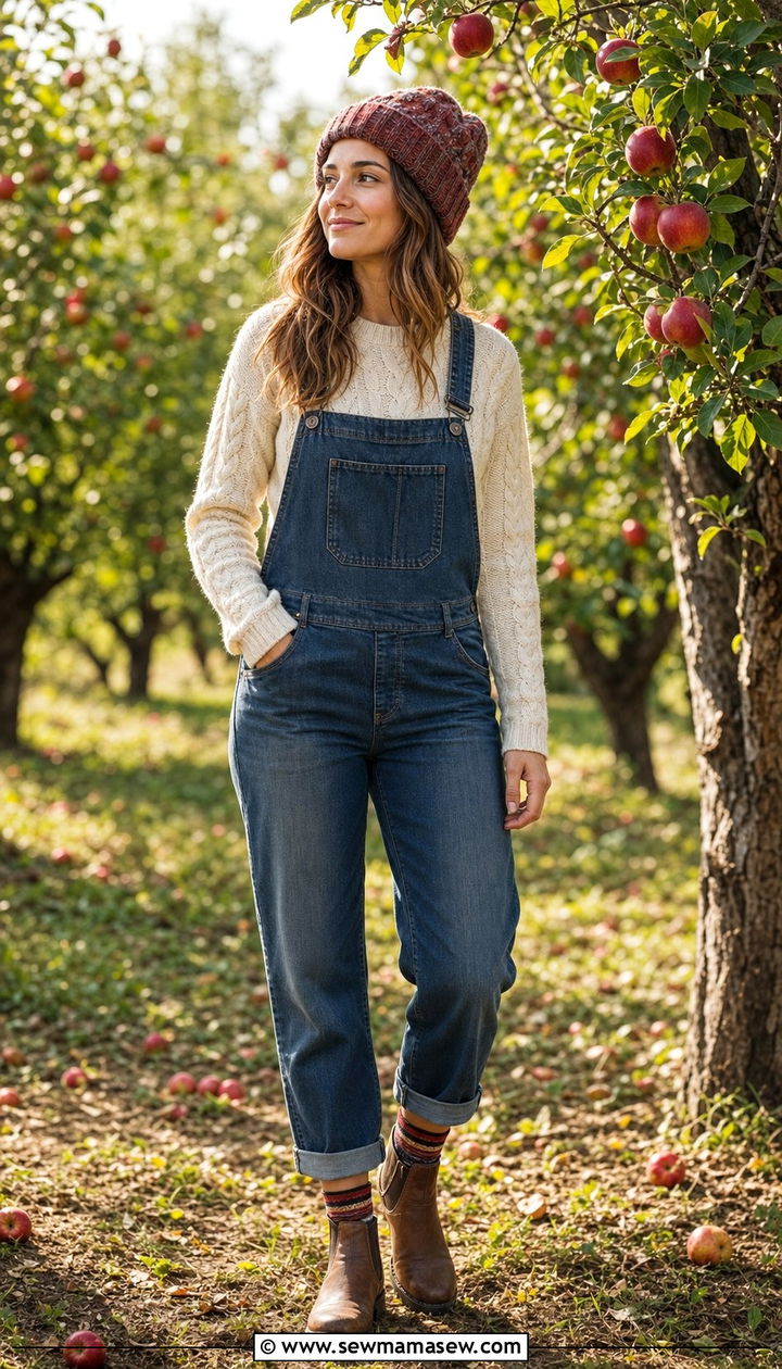 Cable knit sweater with overalls - 35 Cable knit sweater outfit ideas