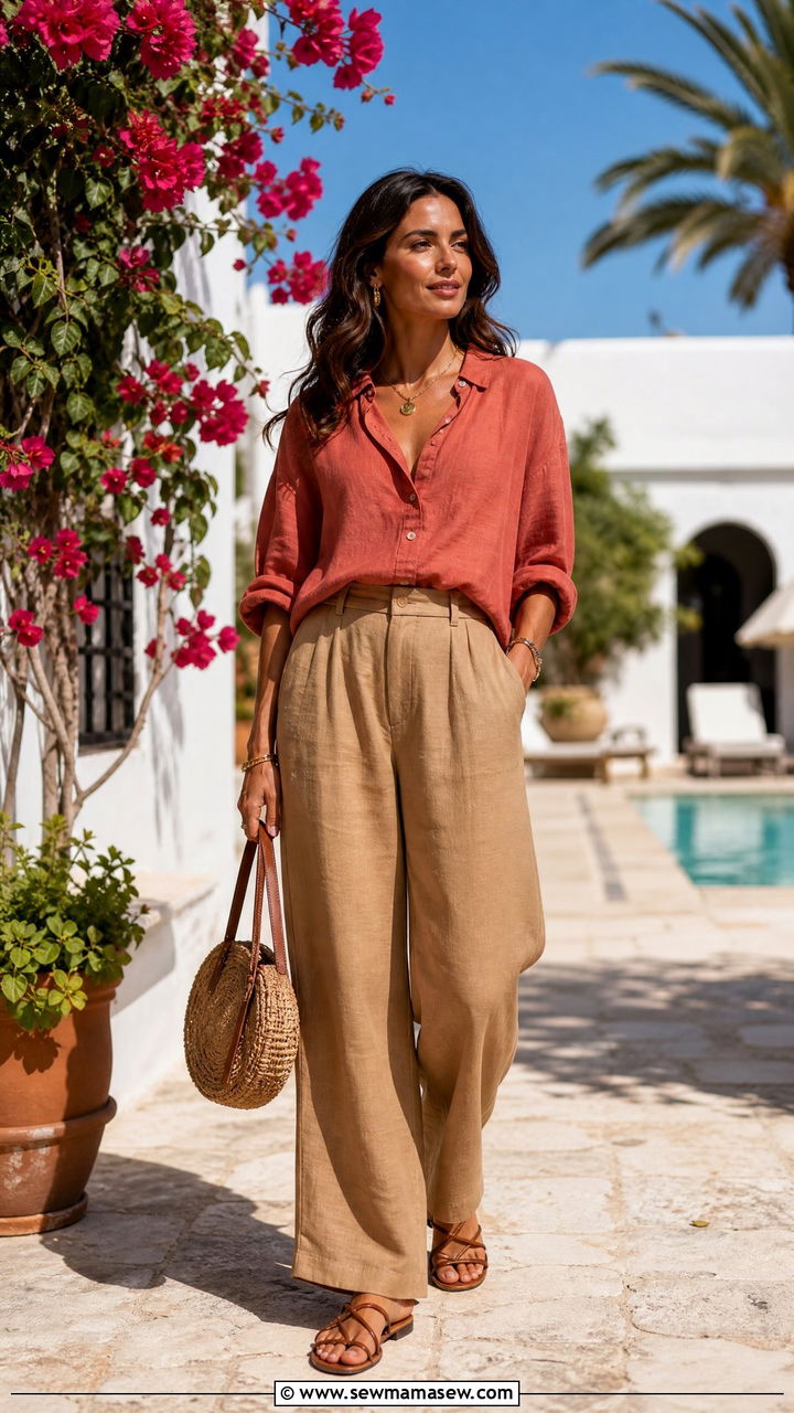 Camel And Terracotta Vacation Outfit - 30 summer camel outfit ideas