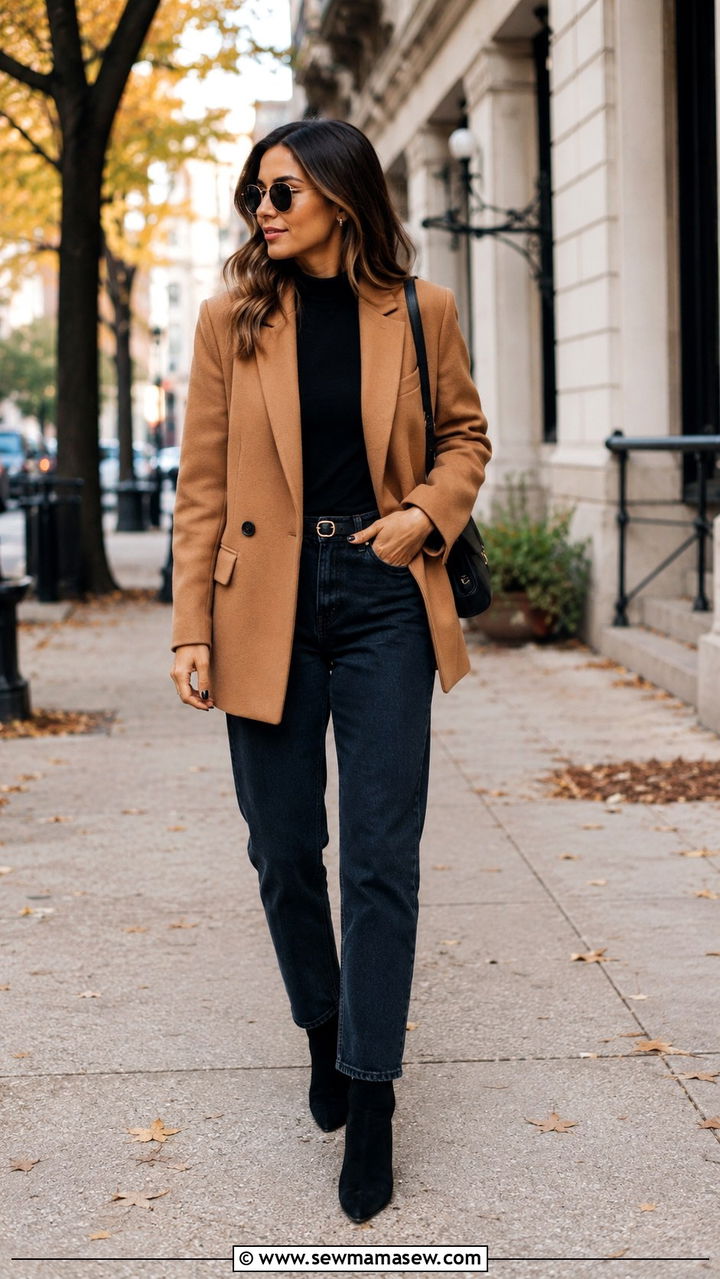 Camel Blazer With Boyfriend Jeans Outfit - 25 Boyfriend jeans outfit ideas with a blazer