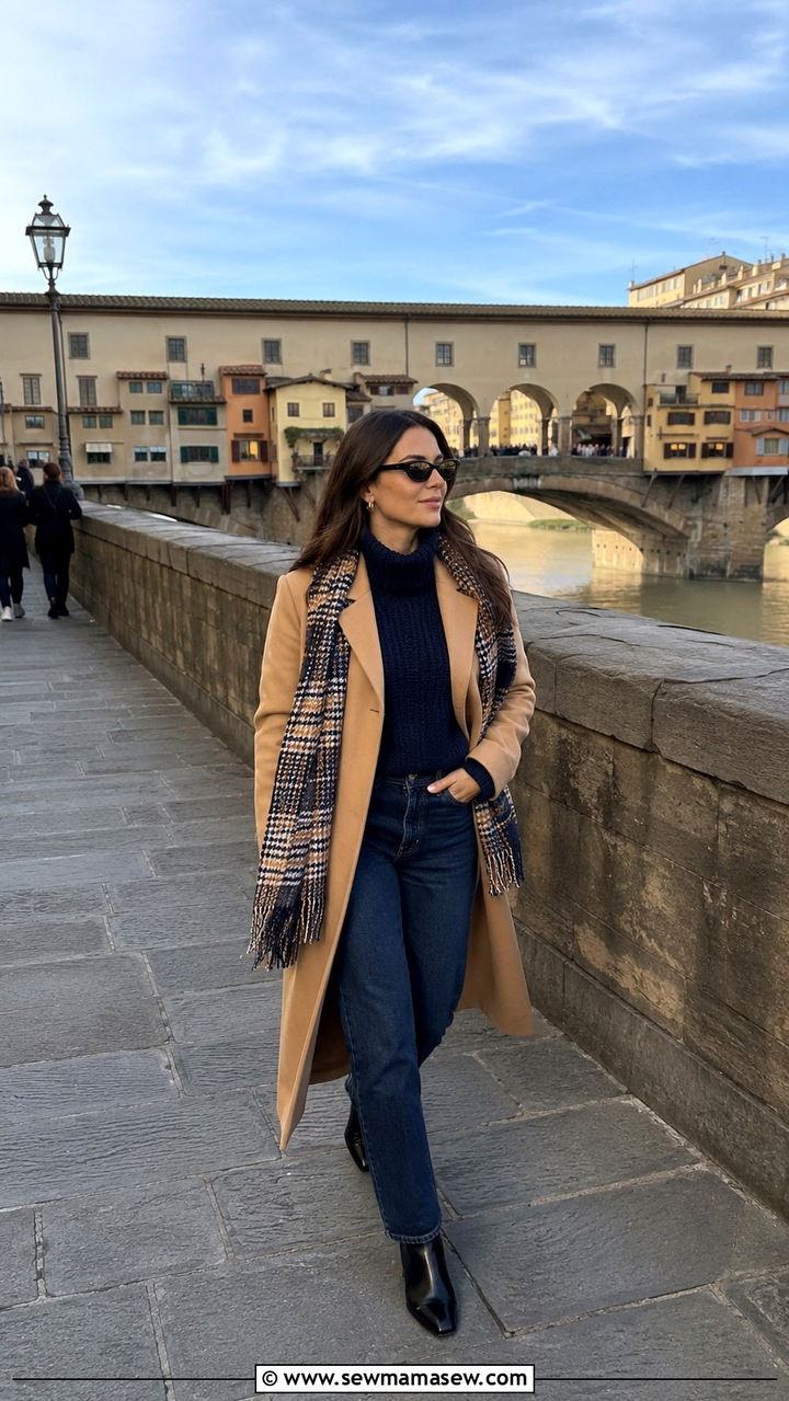 Camel Coat And Chunky Knit Florence - 20 Italy outfits 2026
