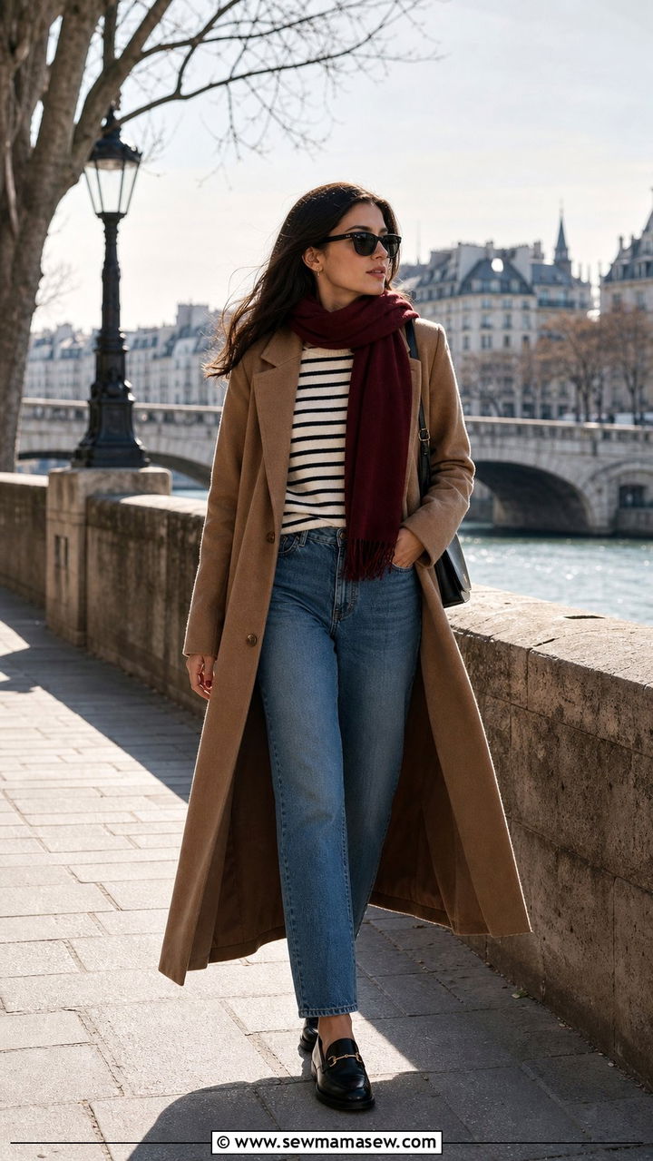 Camel Coat Parisian Outfit - 25 Europe travel outfits inspo
