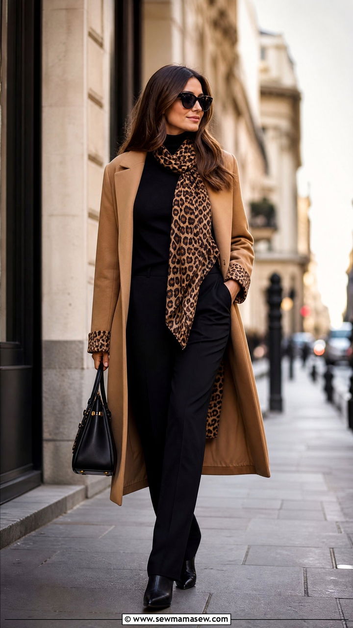 Camel Coat With Animal Print Accents - 25 Camel coat outfit ideas 2026
